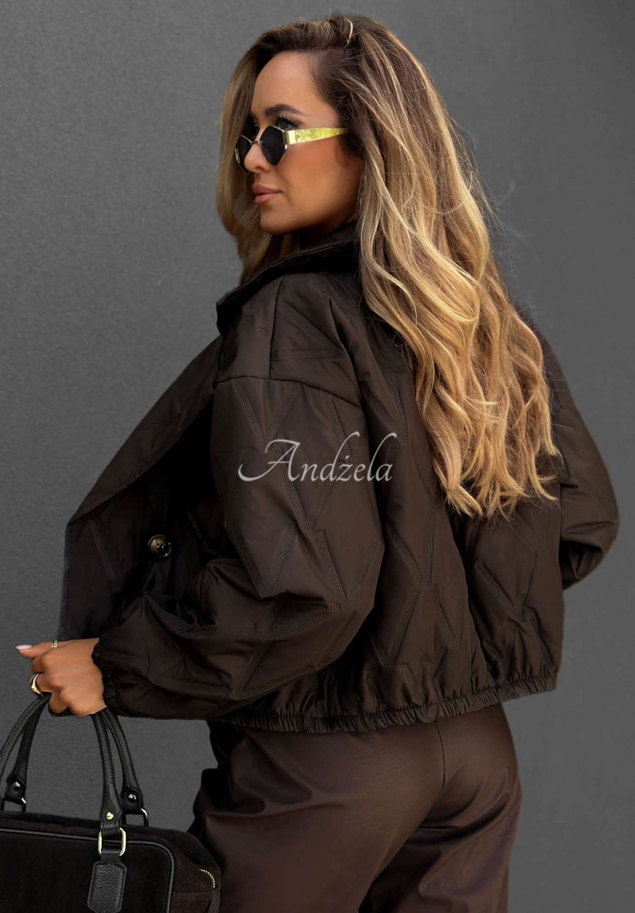 Kurze Steppjacke mit Kragen Frost Morning Schokoladenbraun