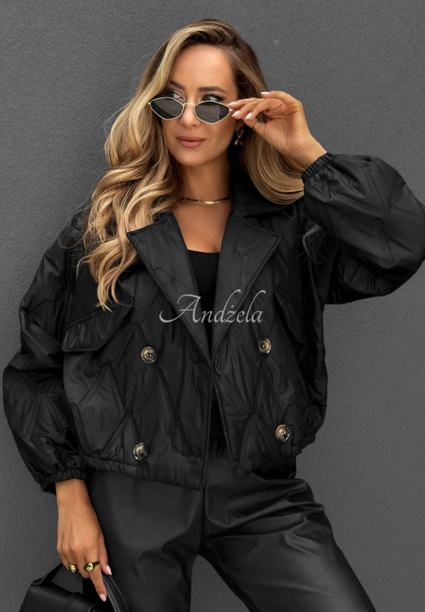 Kurze Steppjacke mit Kragen Frost Morning Schwarz