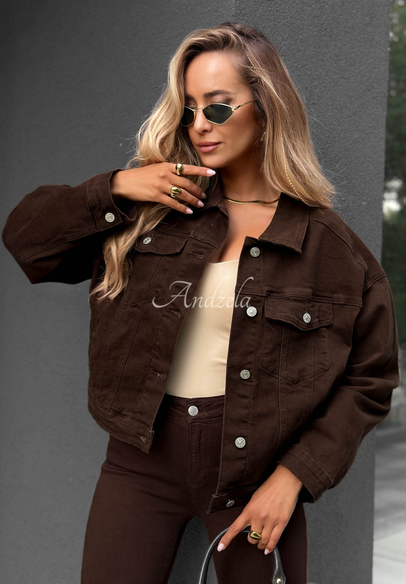 Jeansjacke Follow Dreams Schokoladenbraun