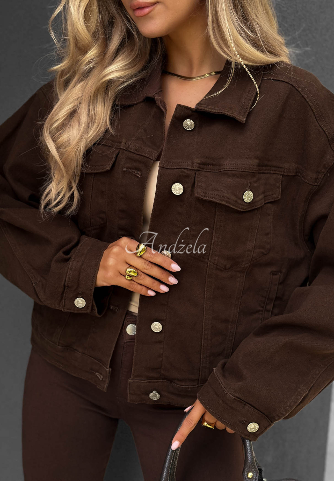 Jeansjacke Follow Dreams Schokoladenbraun