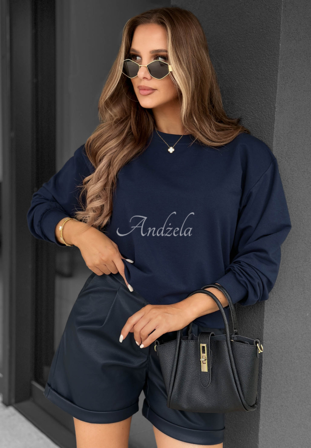 Baumwoll-Sweatshirt Never Late Dunkelblau