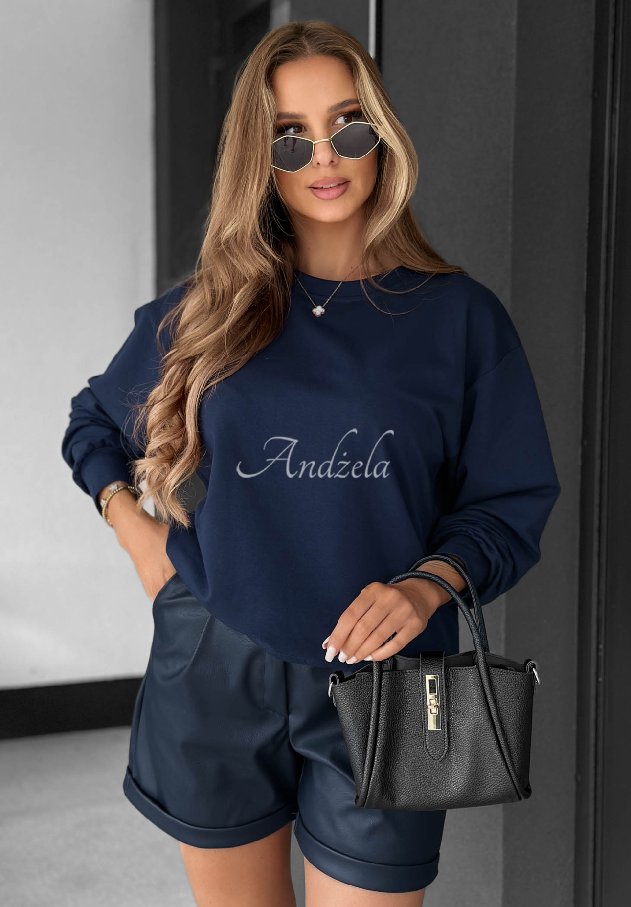 Baumwoll-Sweatshirt Never Late Dunkelblau