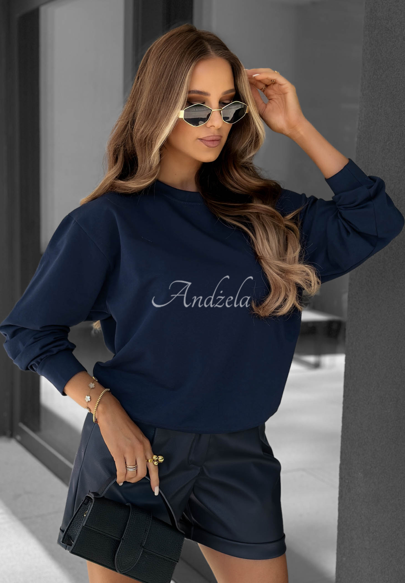 Baumwoll-Sweatshirt Never Late Dunkelblau