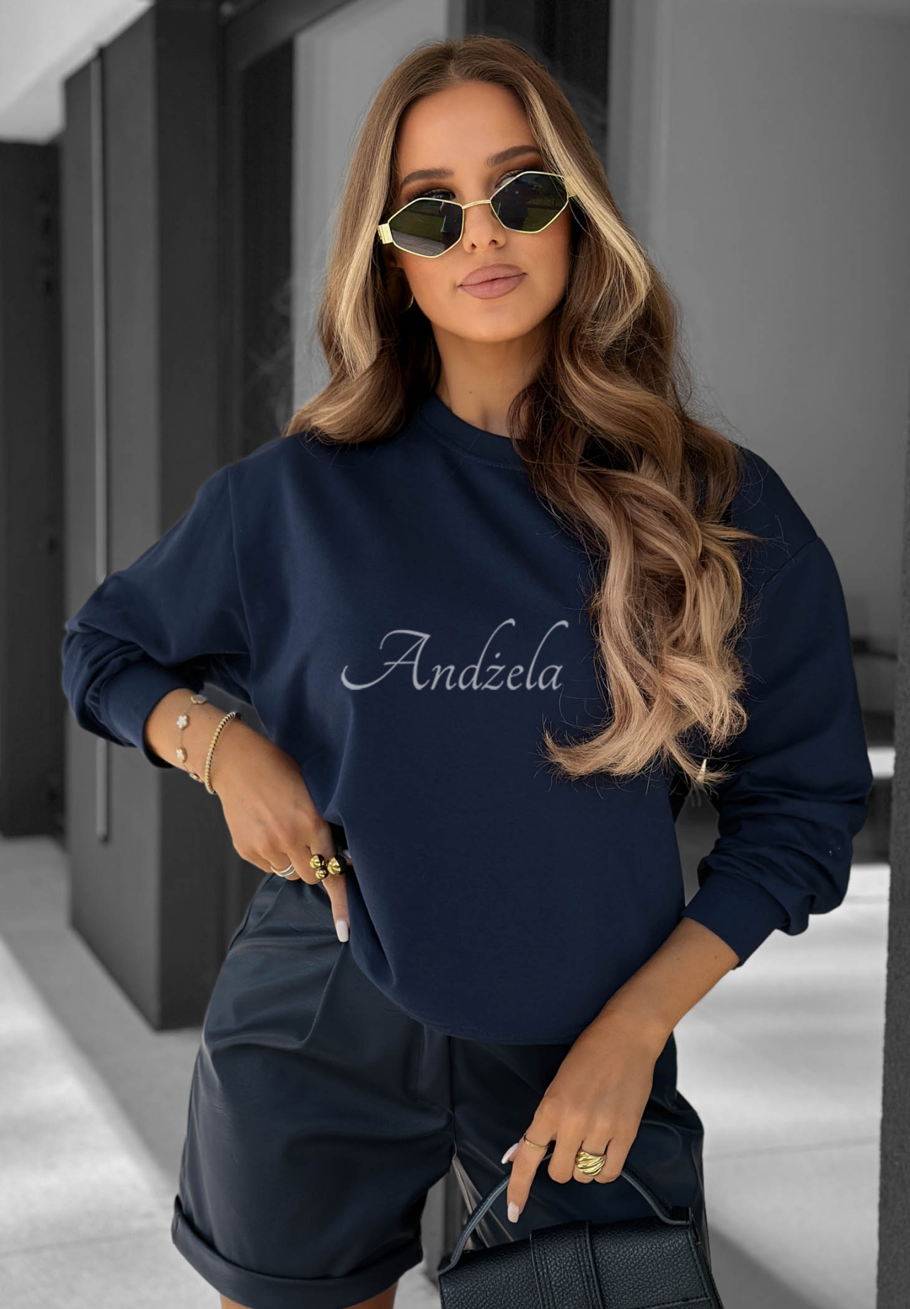 Baumwoll-Sweatshirt Never Late Dunkelblau