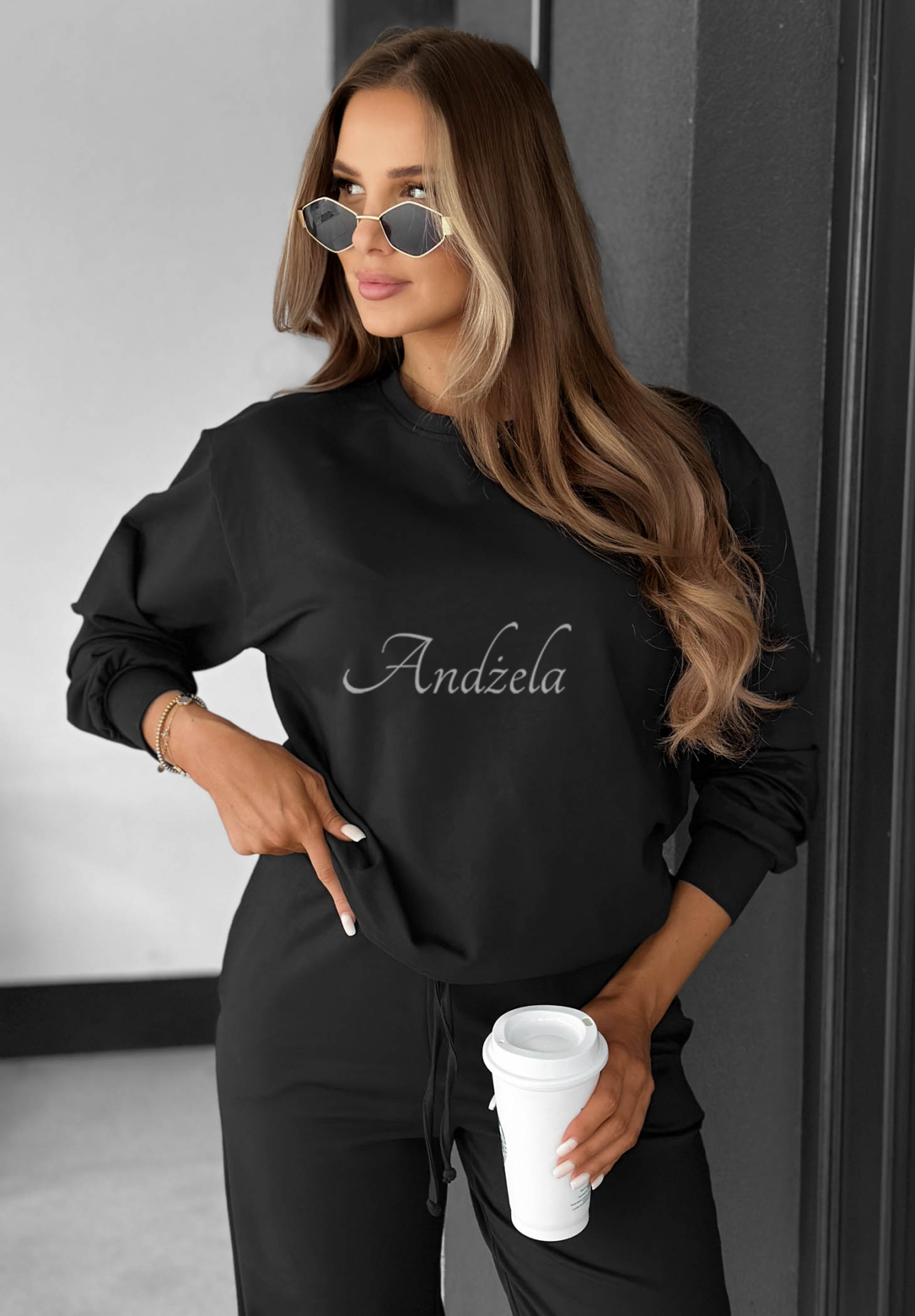 Baumwoll-Sweatshirt Never Late Schwarz