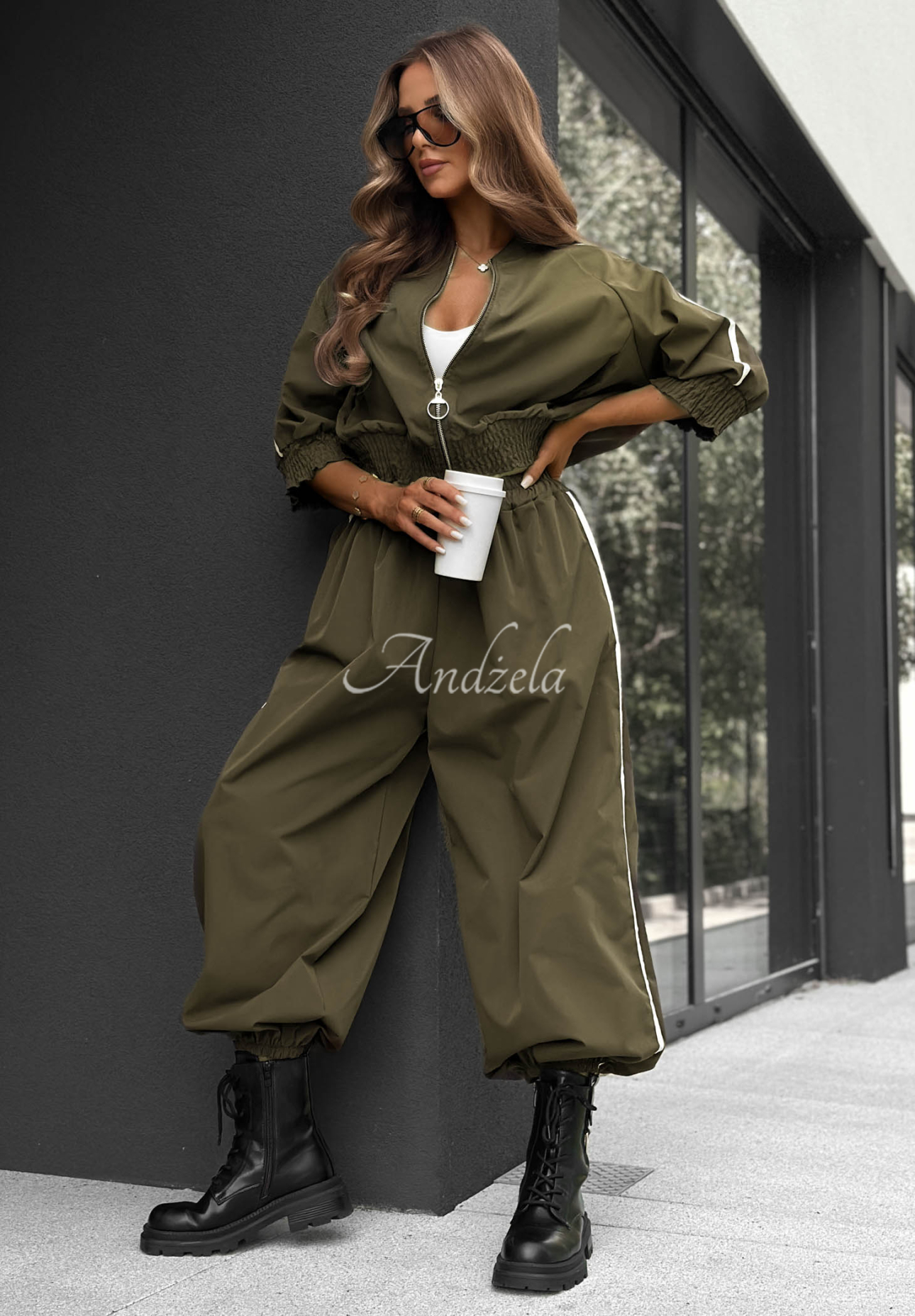 Set Jacke und Hose mit Streifen aus Baumwolle Unbelievable Khaki