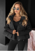 Puchowa Jacke z dzianinowymi wstawkami Never Leave Schokoladenbraun