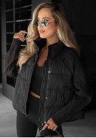 Puchowa Jacke z dzianinowymi wstawkami Never Leave Schokoladenbraun