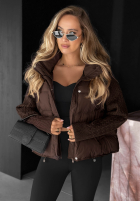 Puchowa Jacke z dzianinowymi wstawkami Never Leave Schokoladenbraun