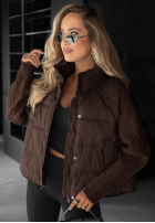 Puchowa Jacke z dzianinowymi wstawkami Never Leave Schokoladenbraun