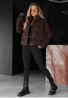 Puchowa Jacke z dzianinowymi wstawkami Never Leave Schokoladenbraun