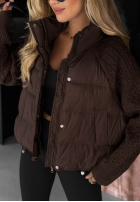 Puchowa Jacke z dzianinowymi wstawkami Never Leave Schokoladenbraun