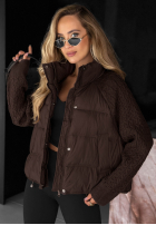 Puchowa Jacke z dzianinowymi wstawkami Never Leave Schokoladenbraun