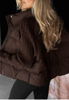 Puchowa Jacke z dzianinowymi wstawkami Never Leave Schokoladenbraun