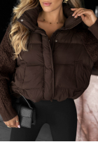 Puchowa Jacke z dzianinowymi wstawkami Never Leave Schokoladenbraun