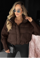 Puchowa Jacke z dzianinowymi wstawkami Never Leave Schokoladenbraun