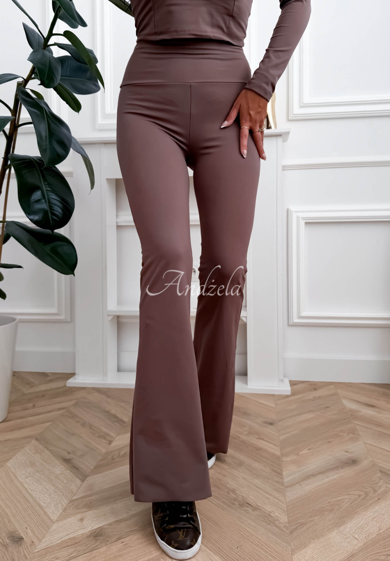 Ausgestellte Leggings aus Viskose Can’t Stop Mokkafarben