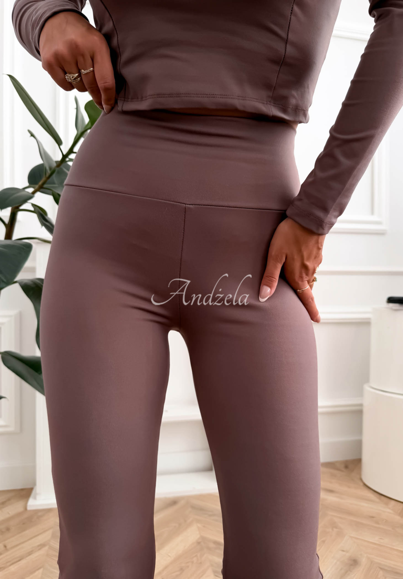 Ausgestellte Leggings aus Viskose Can’t Stop Mokkafarben
