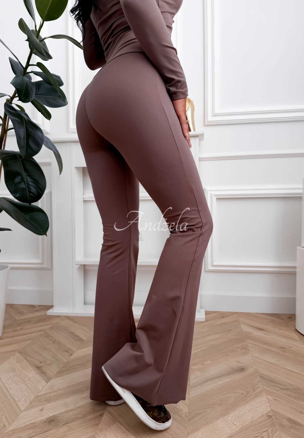 Ausgestellte Leggings aus Viskose Can’t Stop Mokkafarben