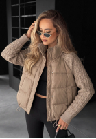 Puchowa Jacke z dzianinowymi wstawkami Never Leave Schokoladenbraun