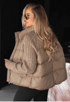 Puchowa Jacke z dzianinowymi wstawkami Never Leave Schokoladenbraun