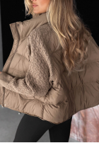 Puchowa Jacke z dzianinowymi wstawkami Never Leave Schokoladenbraun