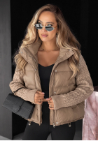 Puchowa Jacke z dzianinowymi wstawkami Never Leave Schokoladenbraun