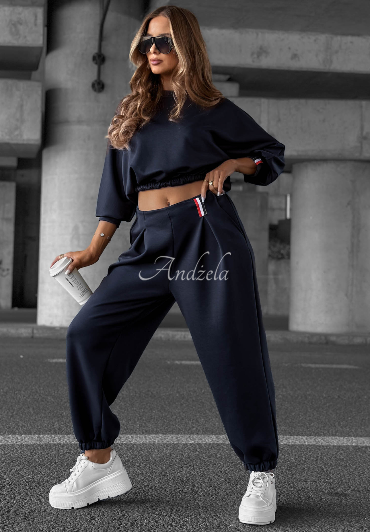 Viskose-Trainingsanzug-Set Cozy Balance Dunkelblau