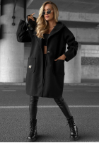 Długi Mantel oversize z kapturem Autumn Coat Schokoladenbraun