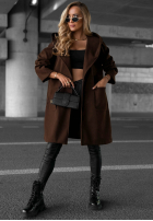 Długi Mantel oversize z kapturem Autumn Coat Schokoladenbraun