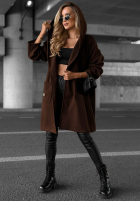 Długi Mantel oversize z kapturem Autumn Coat Schokoladenbraun