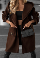 Długi Mantel oversize z kapturem Autumn Coat Schokoladenbraun