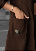 Długi Mantel oversize z kapturem Autumn Coat Schokoladenbraun