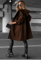 Długi Mantel oversize z kapturem Autumn Coat Schokoladenbraun