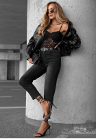 Hose Jeans mom fit z paskiem Best Moment Dunkelgrau