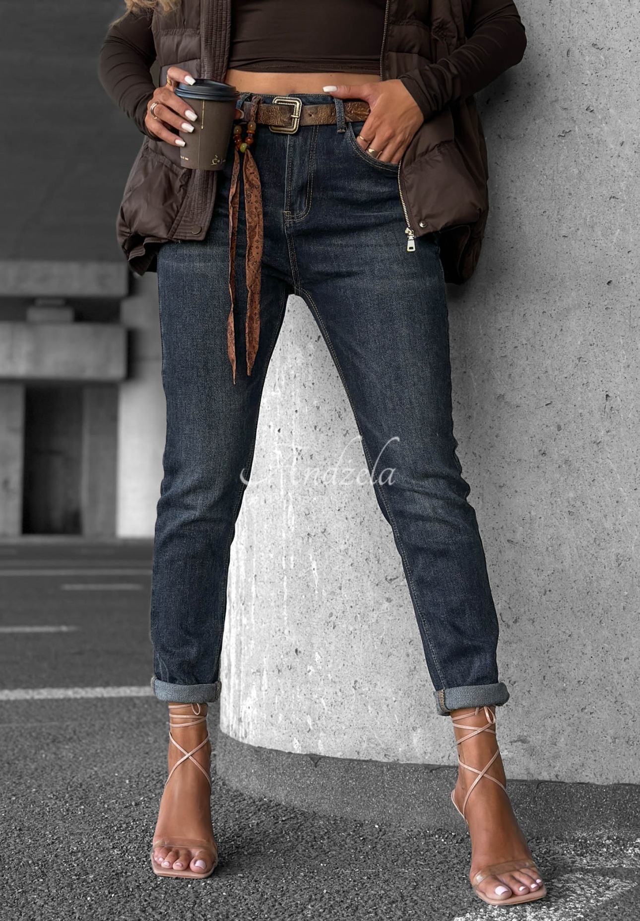 Skinny Jeans mit Gürtel Just For Fun Dunkelblau