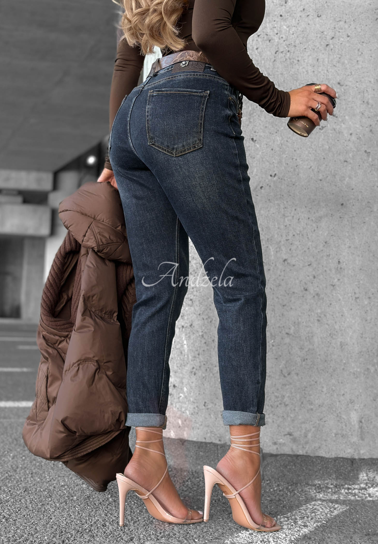 Skinny Jeans mit Gürtel Just For Fun Dunkelblau