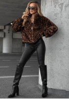 Krótka Jacke futerko w panterkę Cozy Leopard Schwarz