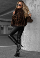 Krótka Jacke futerko w panterkę Cozy Leopard Schwarz