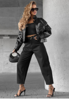 Hose Jeans mom fit z paskiem Say Something Schwarz