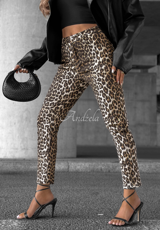 Jeanshose mom fit mit Leopardenmuster Wild Dream Beige