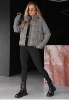 Puchowa Jacke z dzianinowymi wstawkami Never Leave Grau