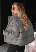 Puchowa Jacke z dzianinowymi wstawkami Never Leave Grau