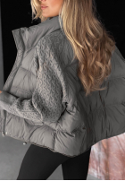 Puchowa Jacke z dzianinowymi wstawkami Never Leave Grau
