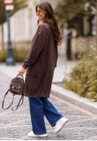 Długi Cardigan z kieszeniami Calm Comfort Schokoladenbraun