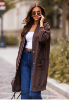 Długi Cardigan z kieszeniami Calm Comfort Schokoladenbraun
