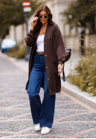 Długi Cardigan z kieszeniami Calm Comfort Schokoladenbraun