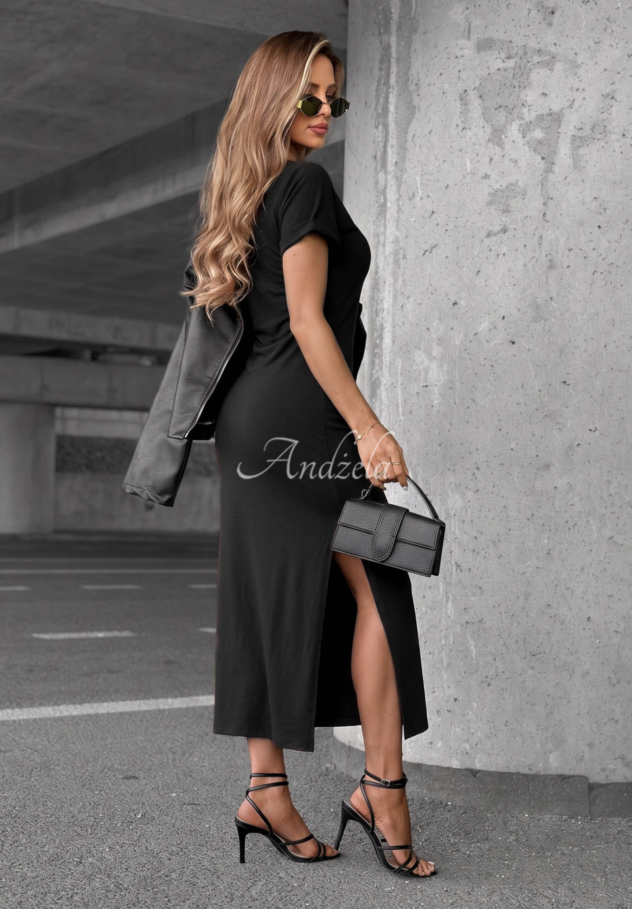 Kleid aus Baumwolle mit Bindeband Lady Perfection Schwarz
