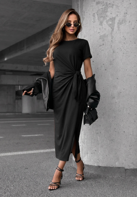 Kleid aus Baumwolle mit Bindeband Lady Perfection Schwarz