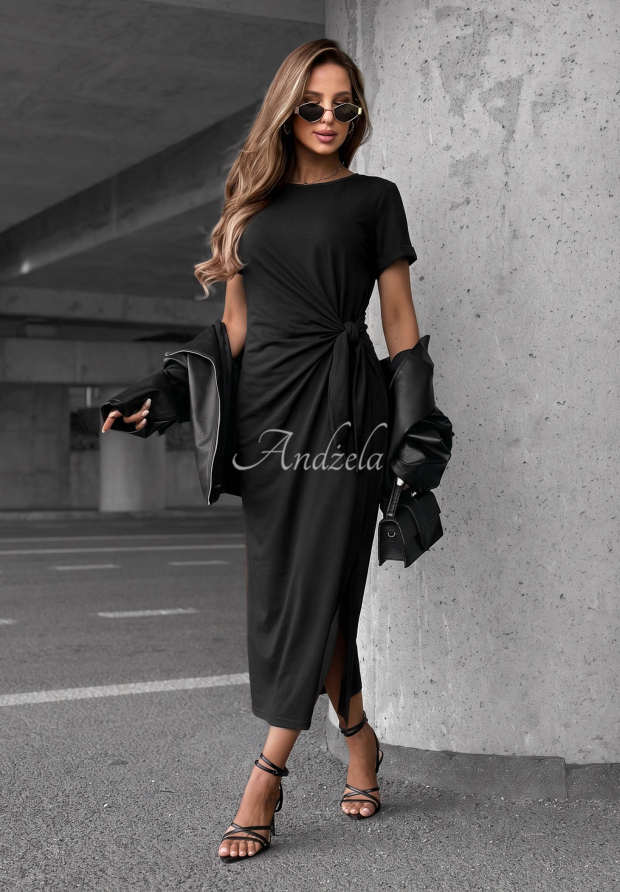 Kleid aus Baumwolle mit Bindeband Lady Perfection Schwarz